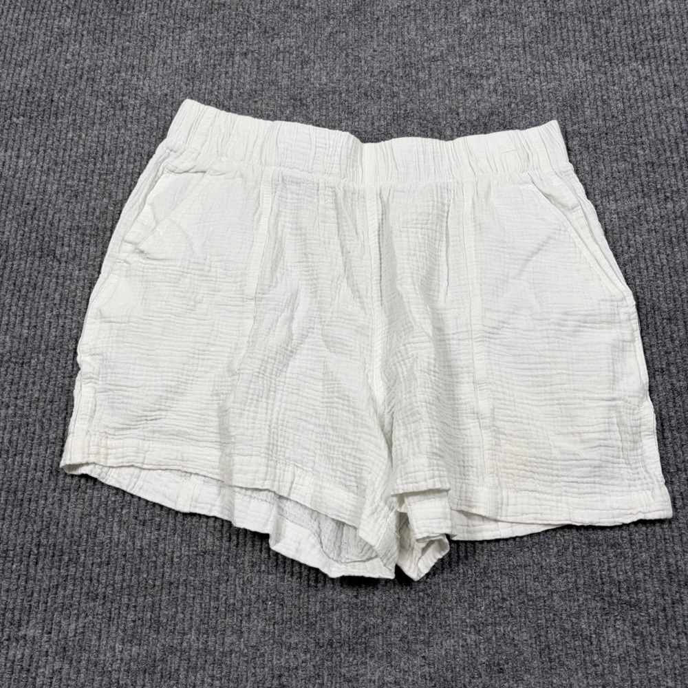Otal Comfort Shorts Womens L White Gauze Elastic Waist Cotton Blend Casual - Picture 1 of 6